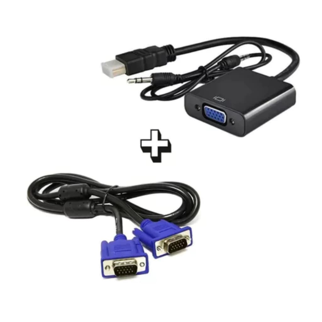 Adaptador De Vídeo Hdmi Macho Para Vga Femea Com Cabo Vga