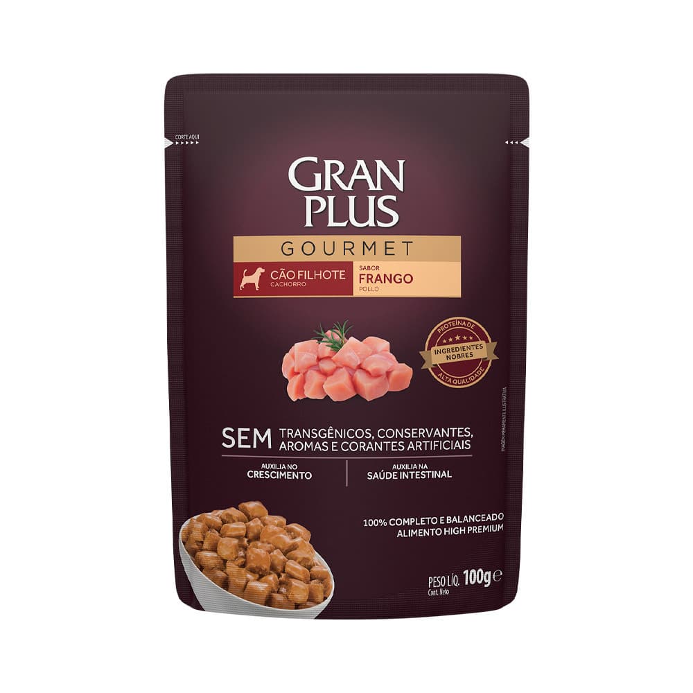 Ração Úmida GranPlus Sache Cão Filhote Frango 100g