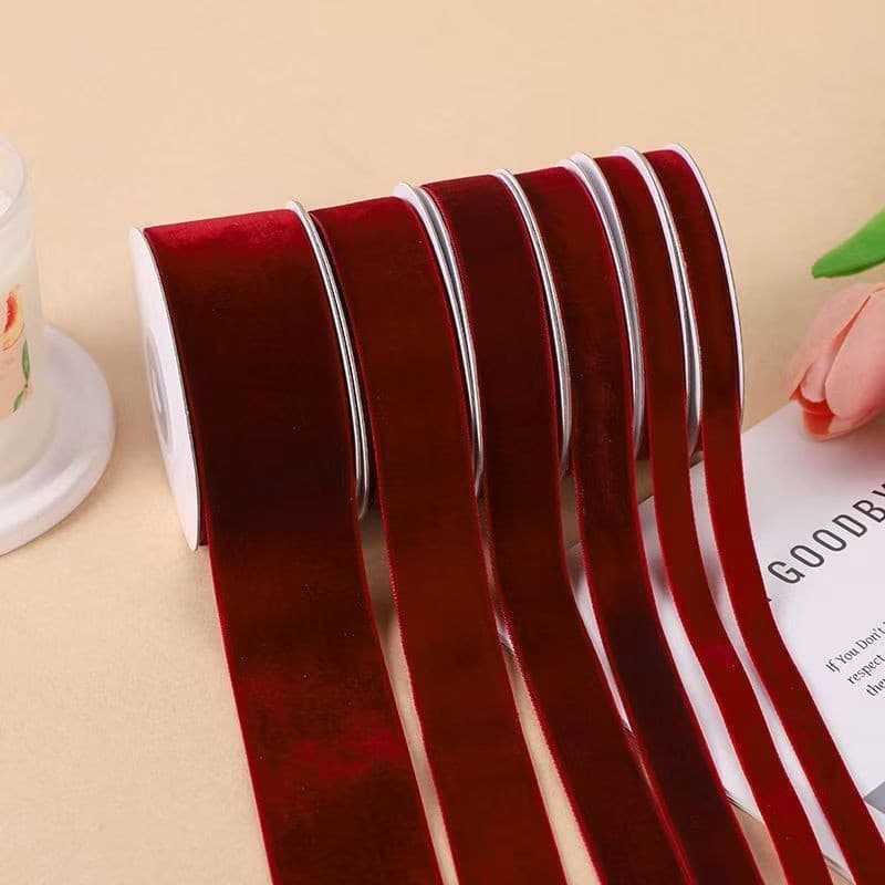 Fita De Veludo Vermelho Vinho De Natal De 5 Metros De Comprimento Para Acessórios De Roupas