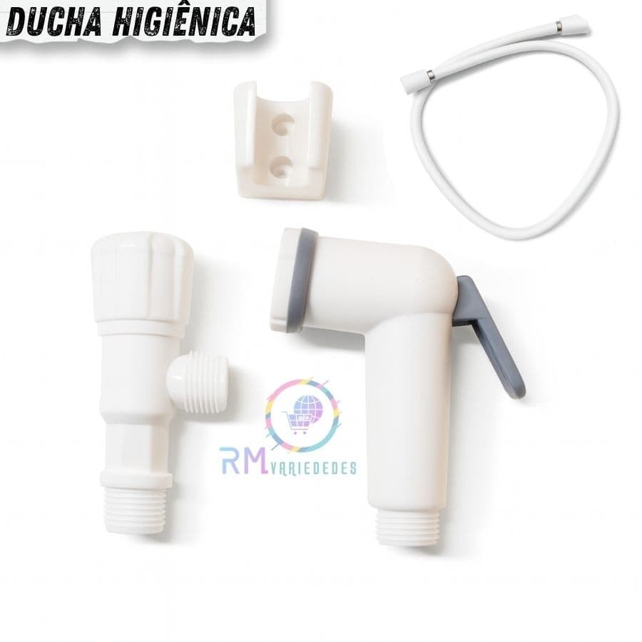 Ducha Higiênica Pvc Com Registro mangueira 1 Metro Branca