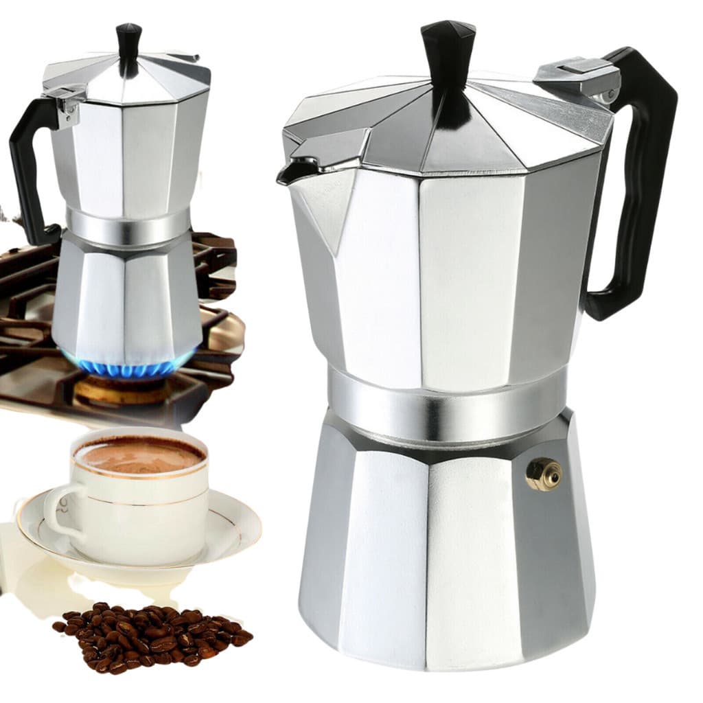 Cafeteira Italiana de Alumínio Café Expresso 3, 6, 9 Xícaras Cafeteira Italiana Moka Express Aço