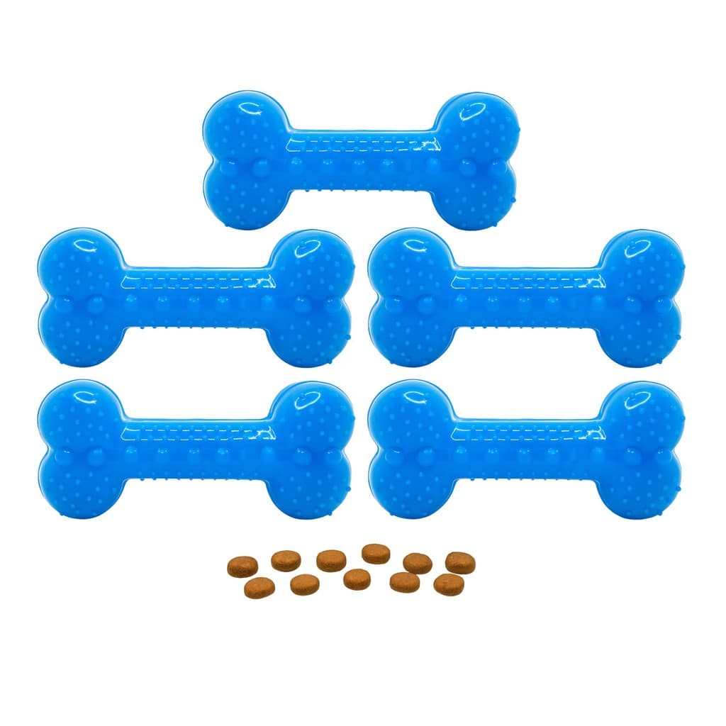 Kit 5 Osso Interativo para Cachorro Azul Neon Borracha Segura