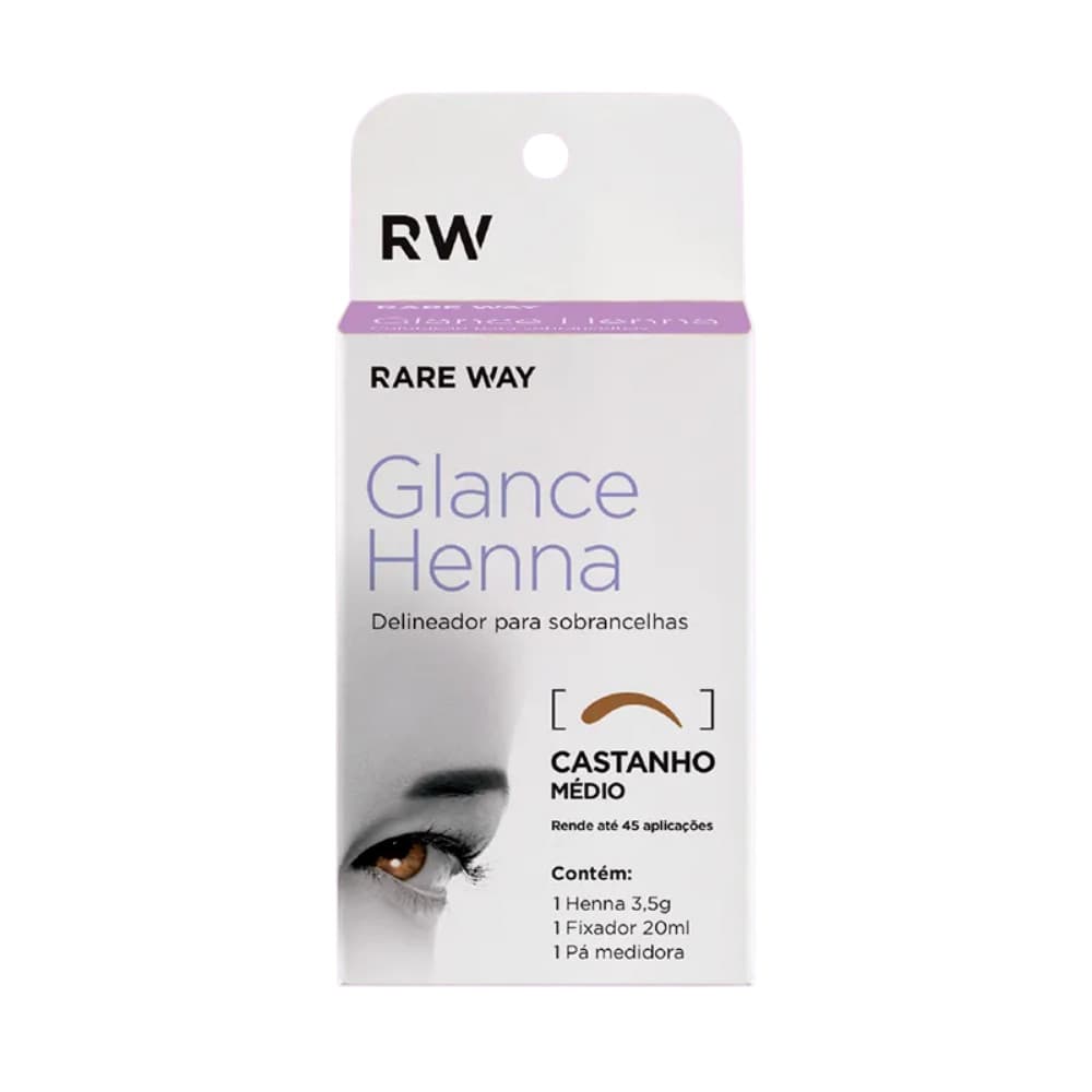 Kit Henna E Fixador Para Sobrancelhas Glance Castanho Médio Rare Way 3,5g