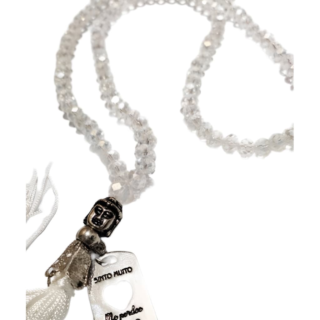 Japamala Masculino Ho'oponopono 108 Contas Cristal Boreal Transparente