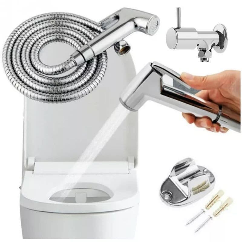 Kit de Ducha Higienica Para Banheiro 1.50m completa Luxo Metal inox nucleo da valvula