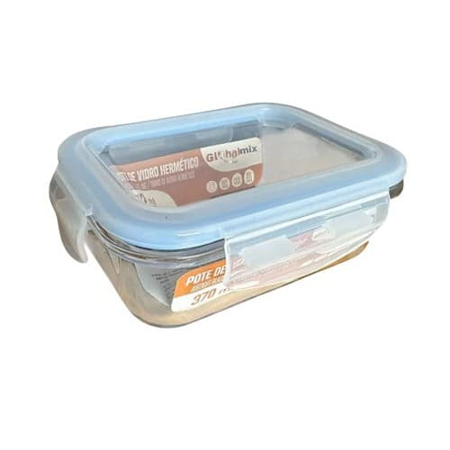 Pote Hermetico Vidro Retangular 370ml Vedacao Segura Armazenamento Fresco