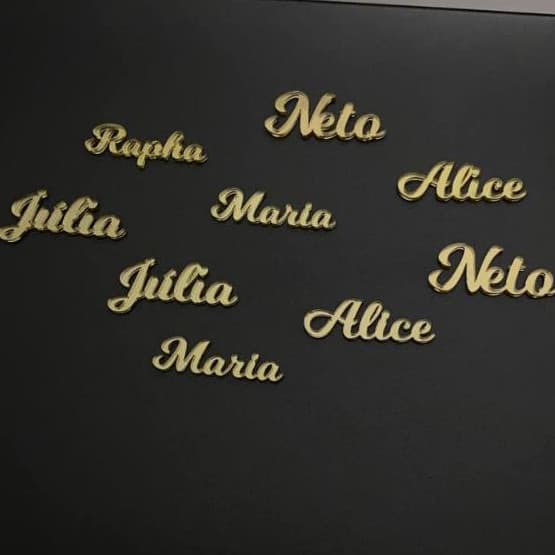 Kit Apliques Nome Personalizado Acrílico Espelhado Dourado - INFORMAR NOME NO CHAT