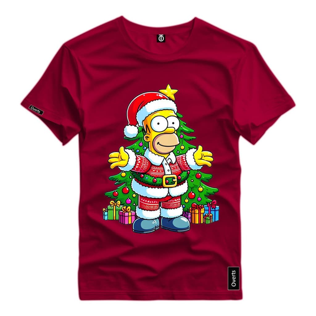 Camiseta Casual 100% Algodão Premium Homer Simpson Natal Familia Lançamento 2027 Envio Imediato