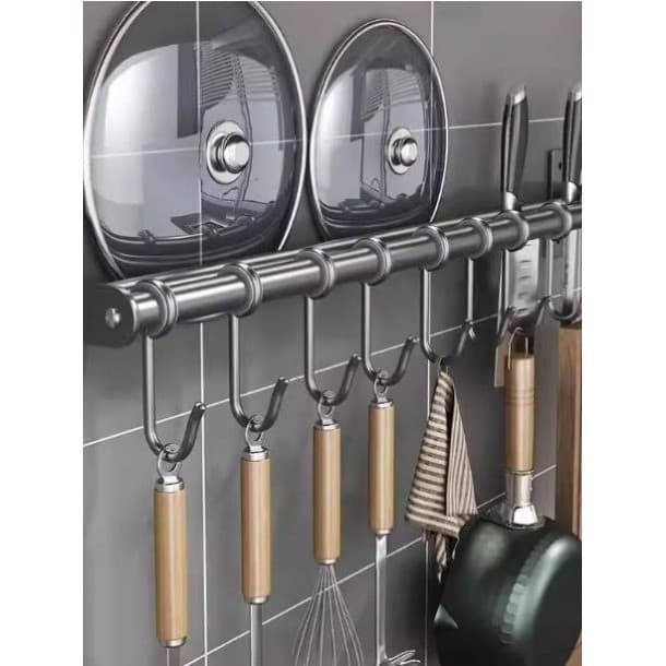 Gancho de cozinha perfurado multifuncional espátula rack espátula cabide pendurado haste fixado na parede faca rack arma