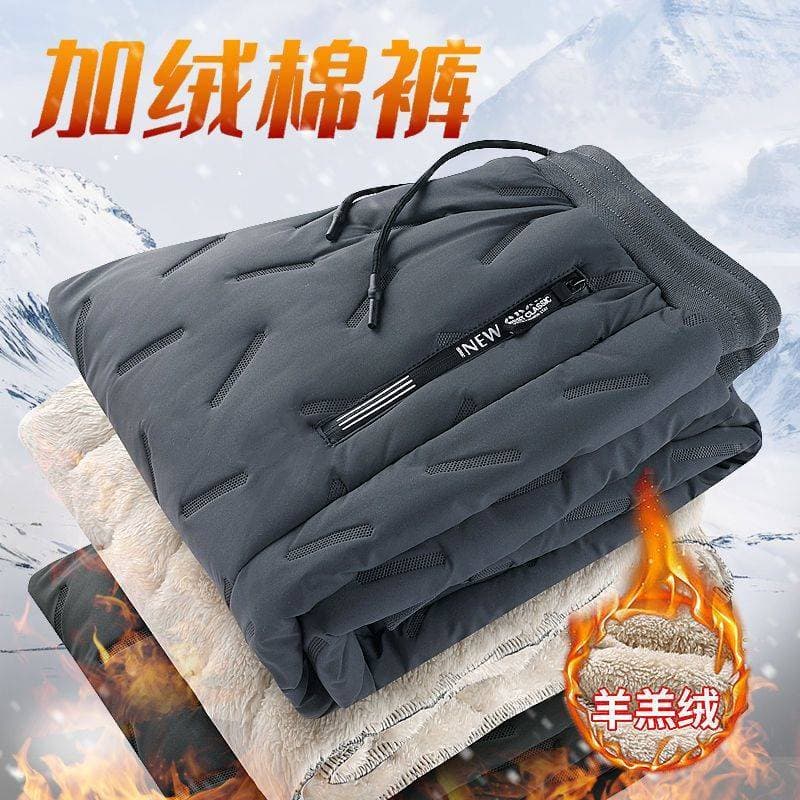 Cordeiro velo para baixo calças de algodão masculino inverno exterior Wear pelúcia engrossado tamanho grande esportes qu