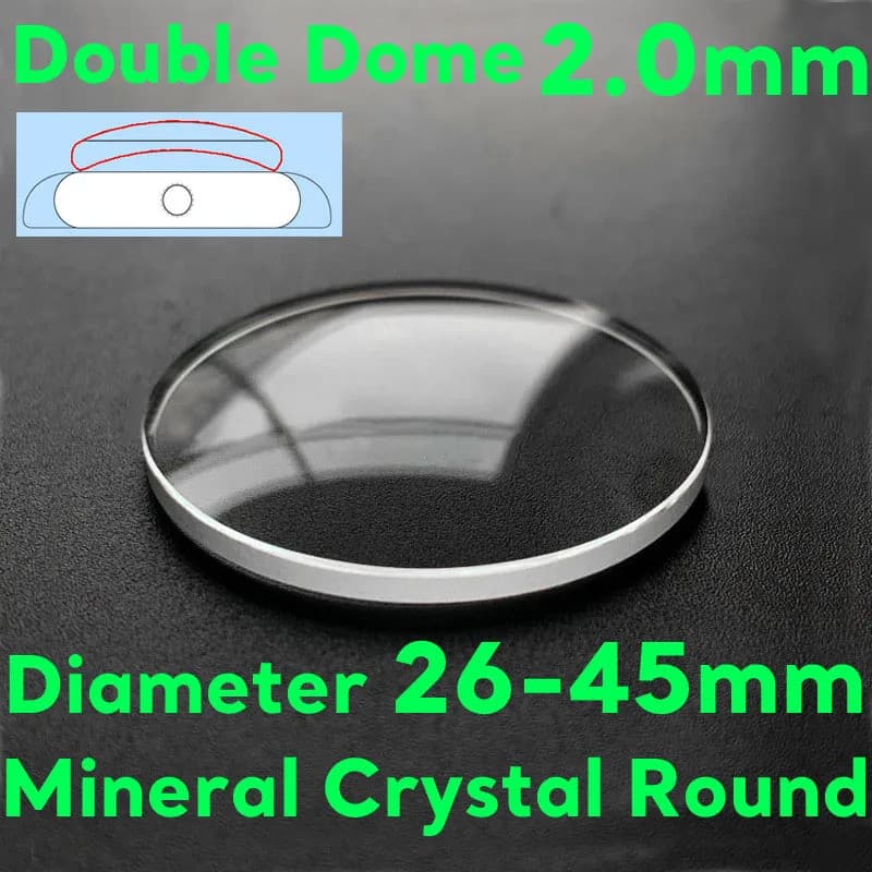 Cúpula Dupla 2.0mm De Espessura Mineral Relógio Cristal 26mm-45mm Vidro Substituição Transparente Lente Peças Reparo