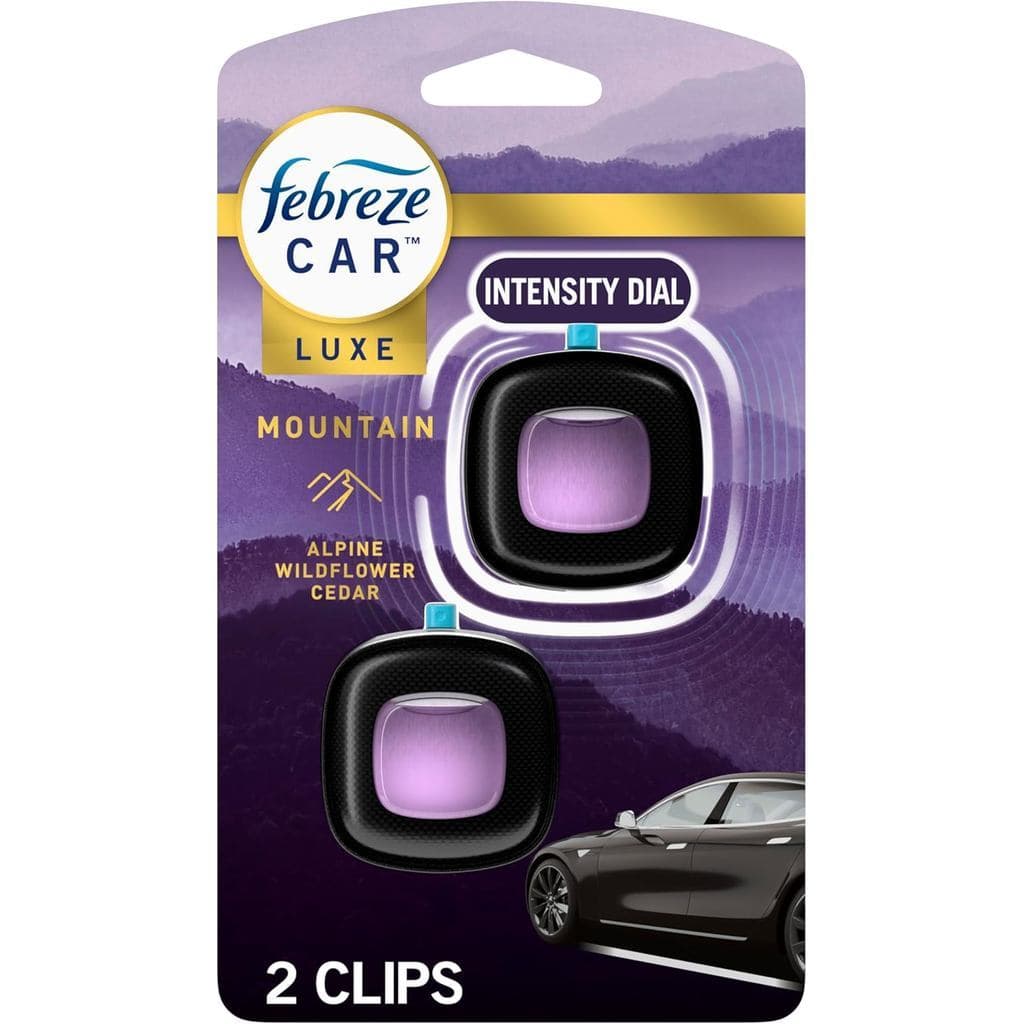 Febreze Car Mountain Scent Aromatizador de Ar para Carro com Clipe de Ventilação, 0,07 oz, 2 Unidades