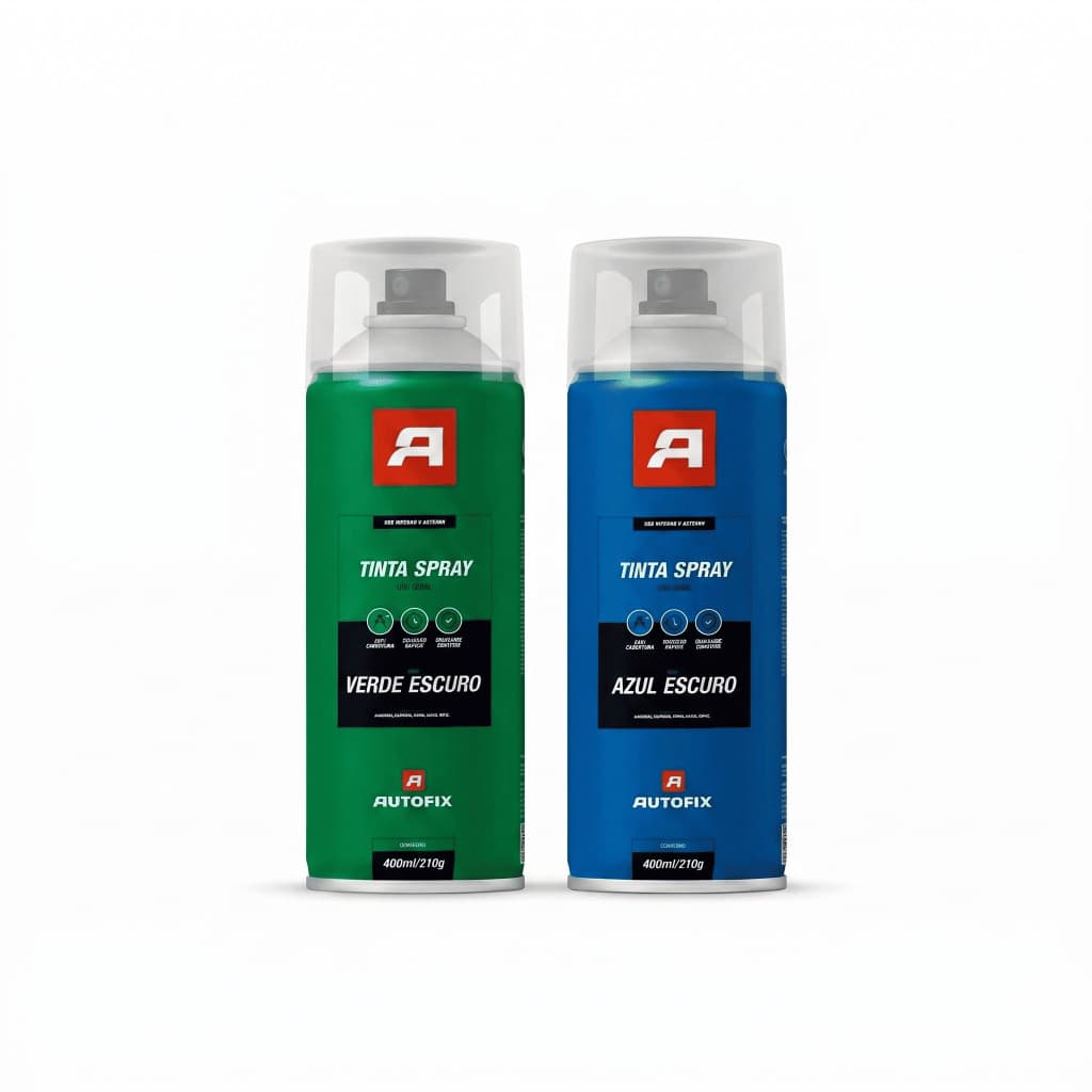 Kit 2 Tinta Spray Uso Geral 400ml Verde e Azul Escuro Brasil Metal Madeira Autofix Aerossol