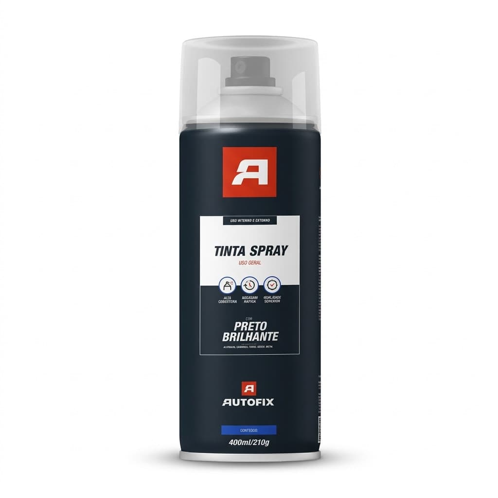Tinta Spray Uso Geral 400ml Preto Brilhante Metal Madeira Autofix Aerossol Ok