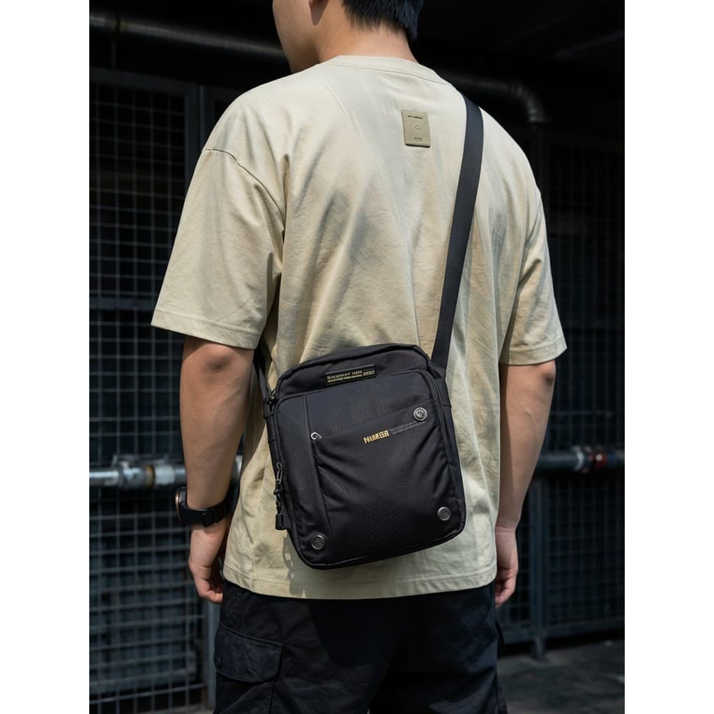 Homens saco do mensageiro Casual portátil náilon pano mochila Warondier masculino Commuter saco do telefone móvel moda b