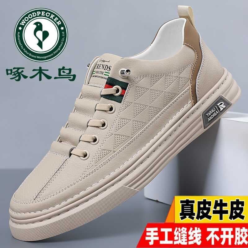 Woodpecker sapatos masculinos primavera sapatos de couro Casual masculino couro genuíno respirável tênis masculino sola