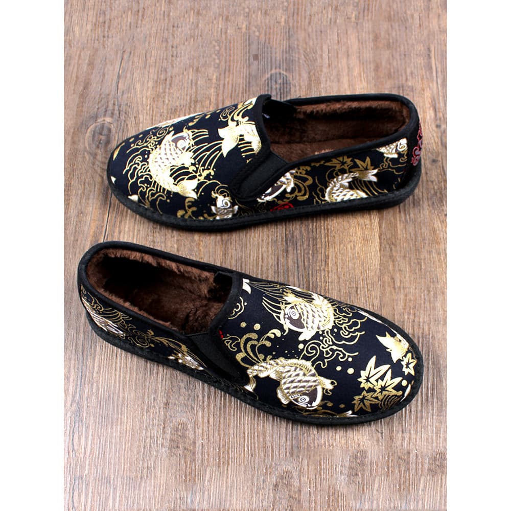 Inverno novo estilo escovado velho pequim pano sapatos de algodão masculino artesanal Melaleuca inferior engrossado quen