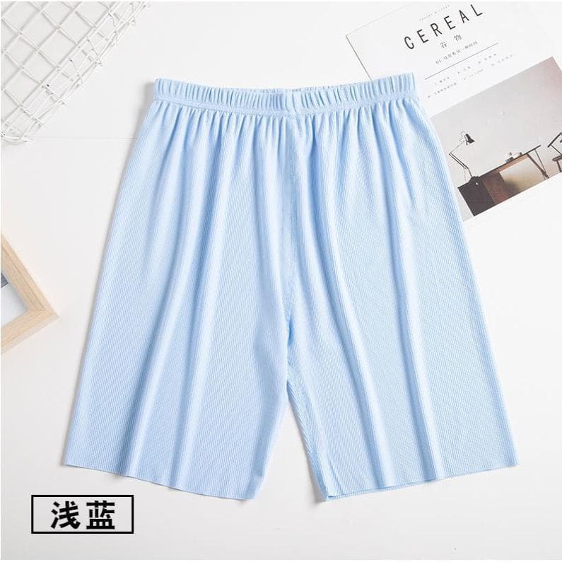 Shorts masculinos verão calças de pijama suave respirável solto casa gelo seda verão pijamas nu dormir casa calças
