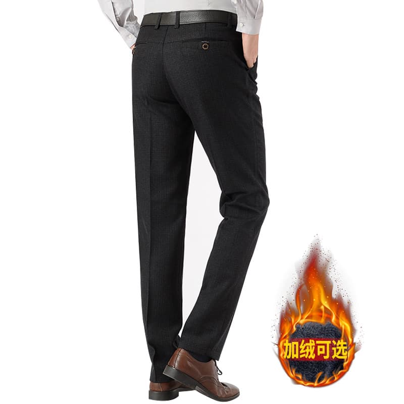 Outono inverno calças casuais masculinas de meia-idade 40-50 anos de idade calças soltas velo Extra grosso de meia-idade