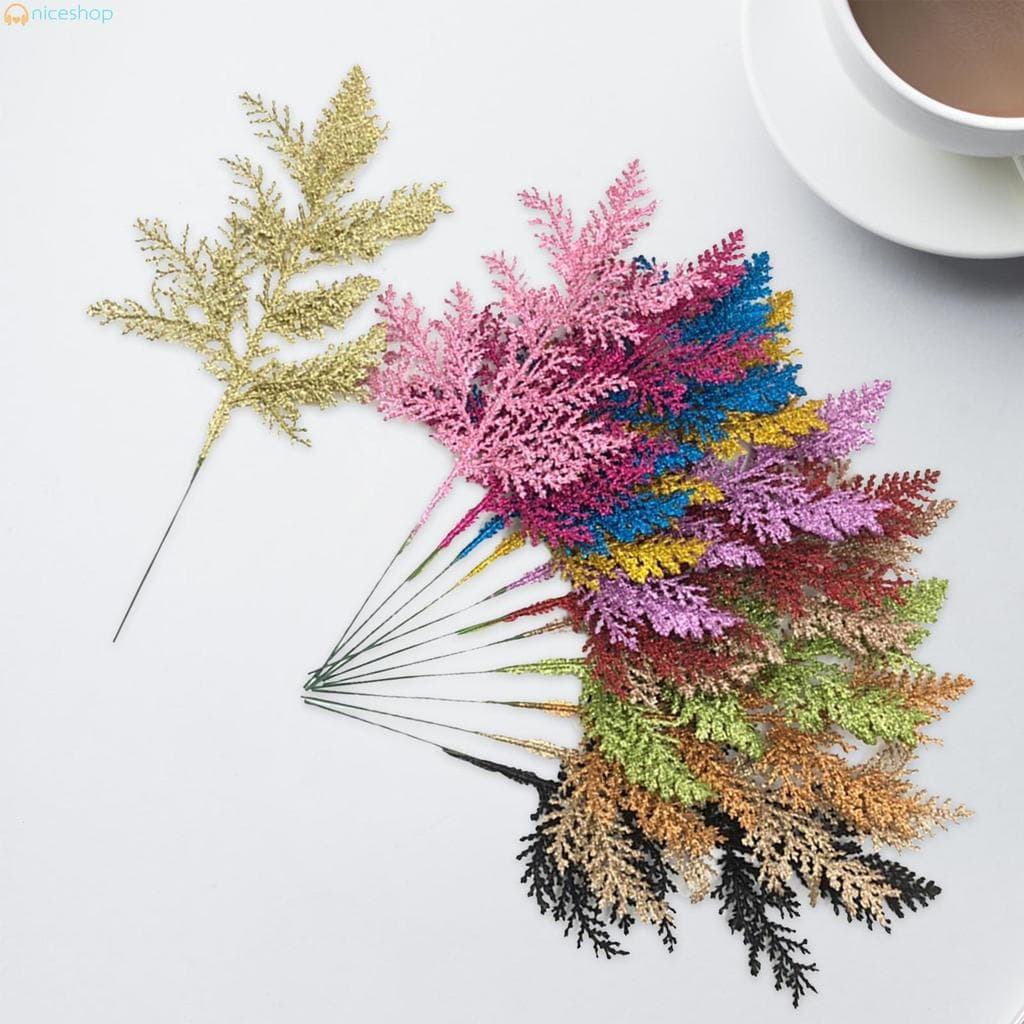 Pacote De 10 Folhas Artificiais De Natal Piscando Árvore E De Decoração De Guirlanda Para Casamento De Scrapbook DIY