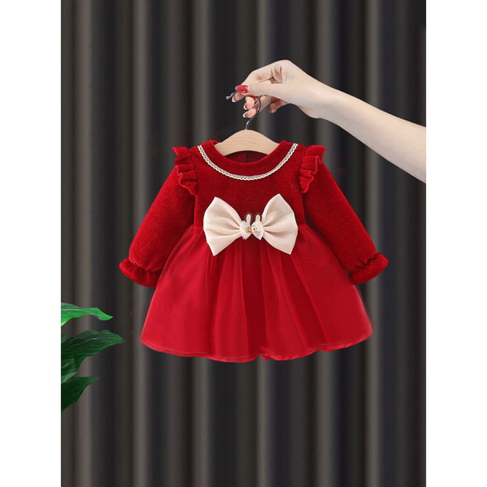 Meninas velo-vestido de lã outono inverno estilo 2024 novo estilo inverno bebê menina roupas de inverno ano novo roupas