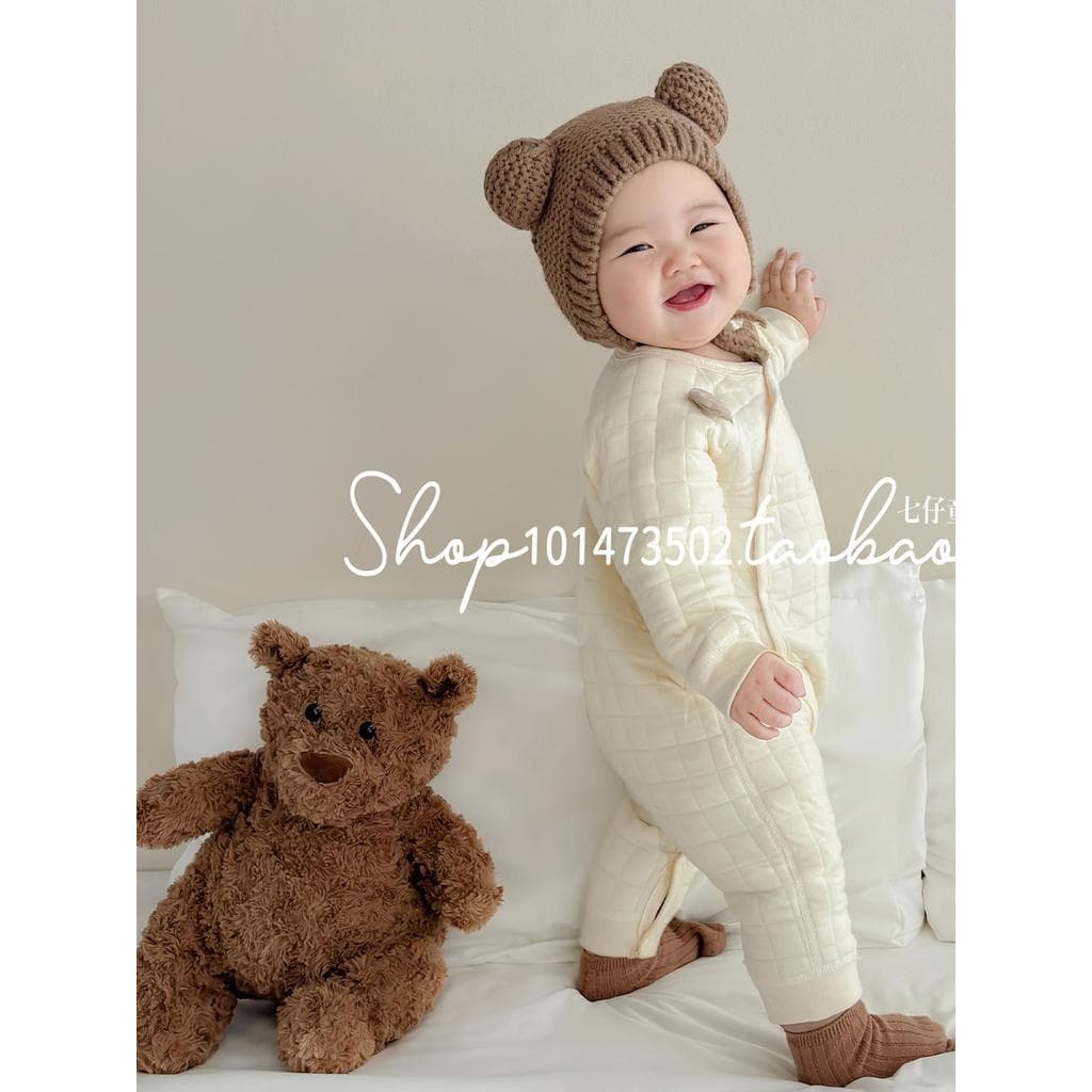Masculino feminino bebê fino algodão Outing roupas infantil quente macacão primavera outono inverno macacão do bebê inte