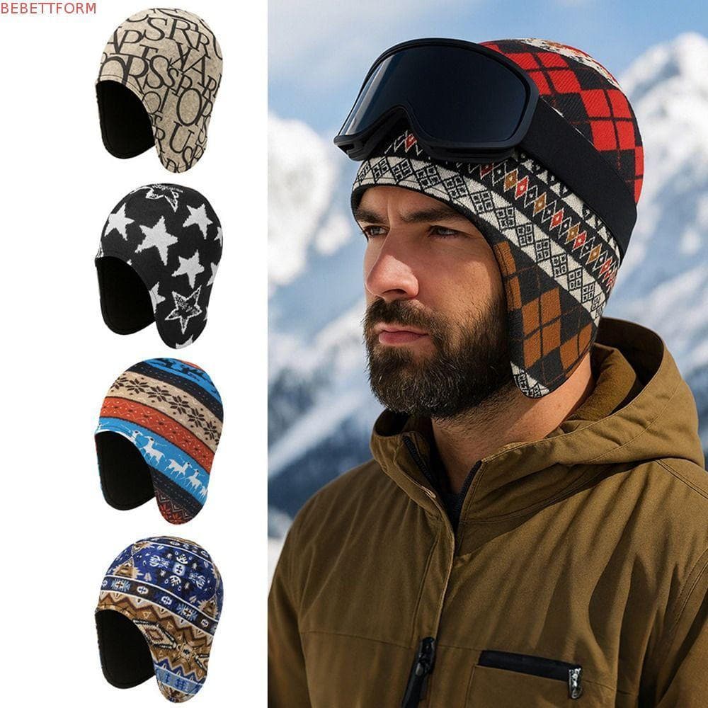 Chapéu Quente BEBETTFORM , Bonés De Esqui De Neve Com Proteção De Ouvido De Cor Sólida , Boné De Ciclismo Casual De Lã P
