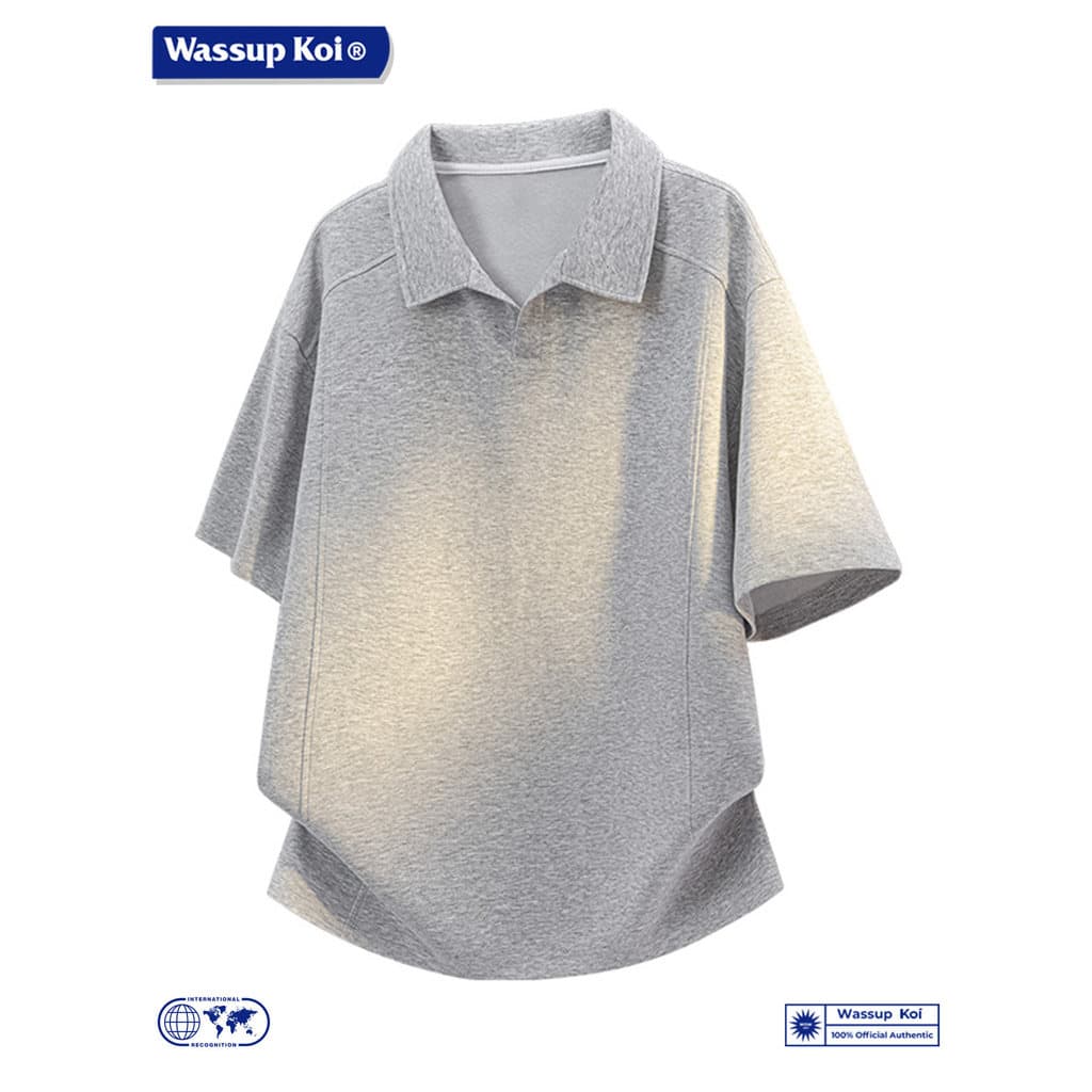 WASSUP KOI Co-Branded American Lapel Camiseta de manga curta masculina 2026 verão novo estilo Casual desconstruído camis