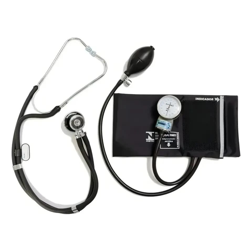 Kit Esfigmo + Esteto Medidor De Pressão Arterial Aneroide Manual P.A. Med