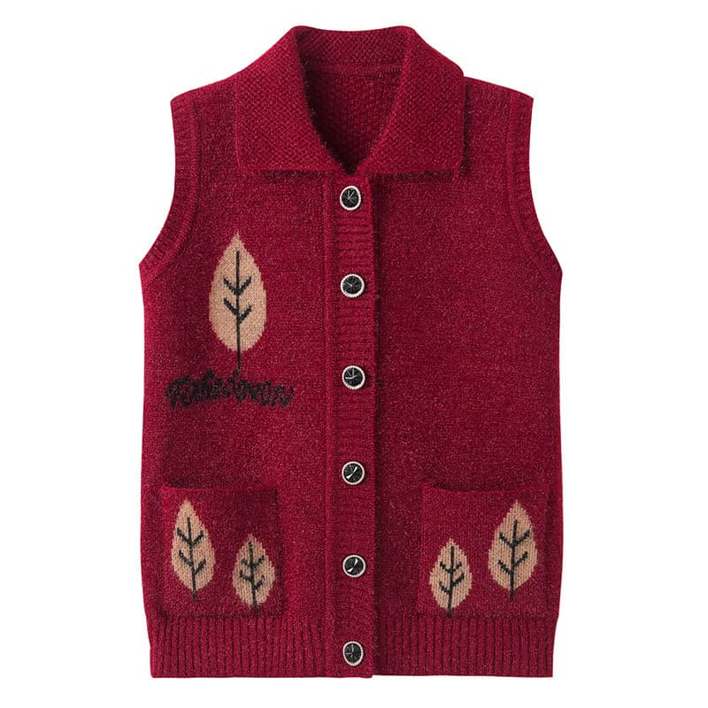 Nova meia-idade idosos colete feminino primavera outono avó roupas superior colete de malha inverno lapela mãe roupas Sw