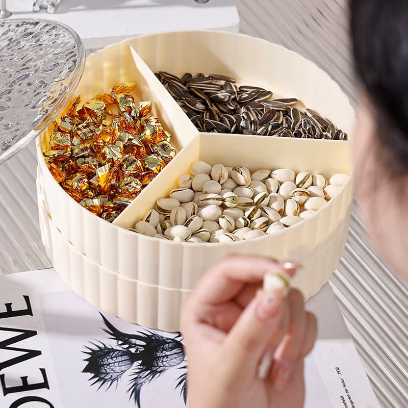 Caixa de doces festiva de ano novo chinês, sala de estar, luz doméstica, luxo, prato de frutas secas, sementes de girass