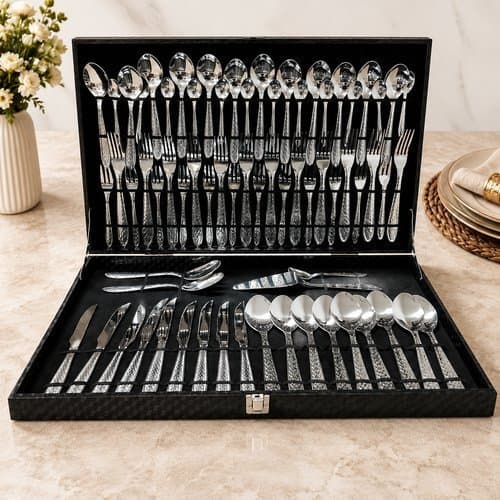 Jogo de Talheres Inox 70 Peças Completo com Maleta Organizador Mesa Jantar Cozinha