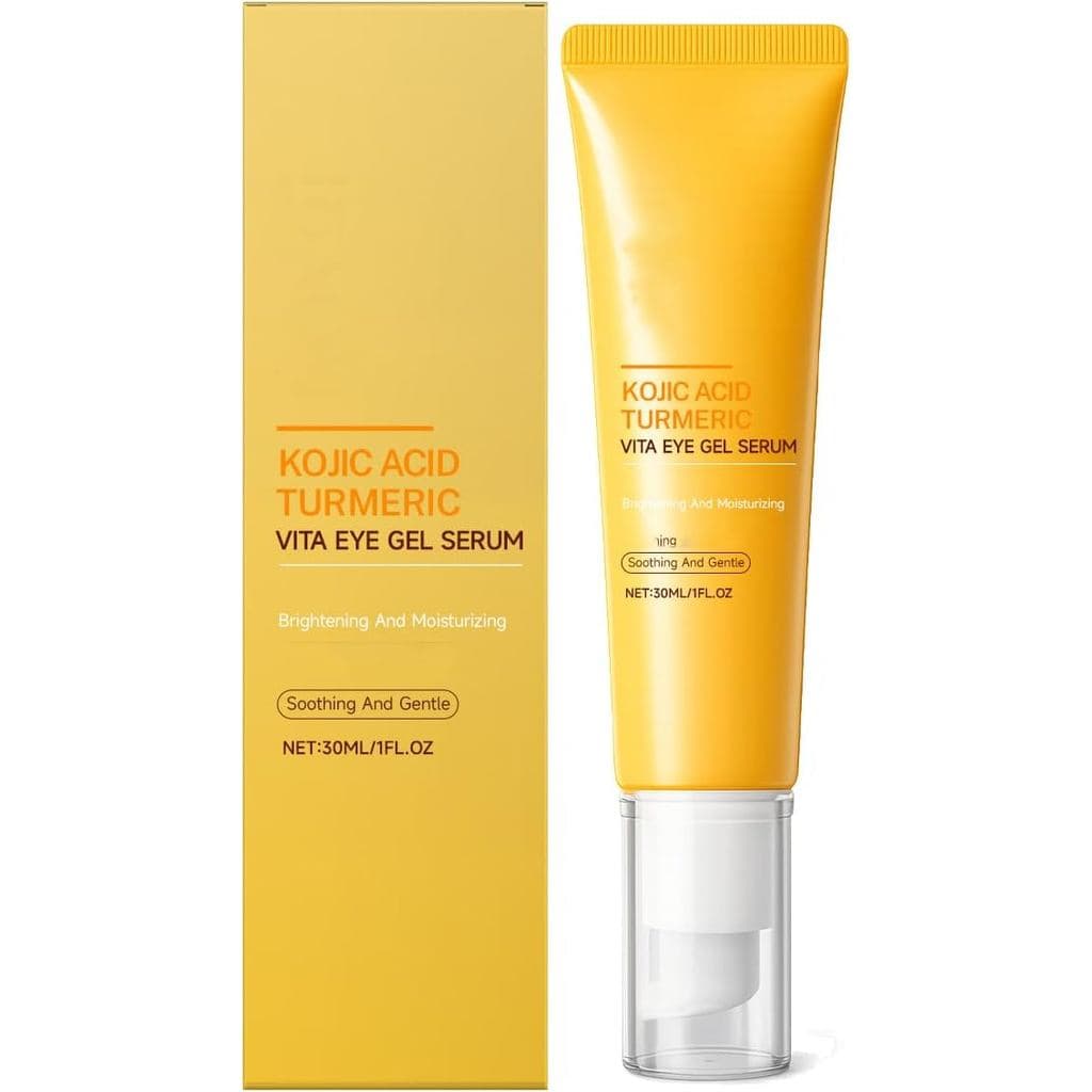 Sérum em Gel para Olhos com Ácido Kójico e Cúrcuma, Antirrugas e Firmador, Iluminador e Hidratante, Para Linhas Finas e