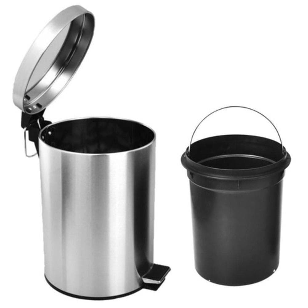 Lixeira Inox Prata 3L com Pedal e Balde Interno