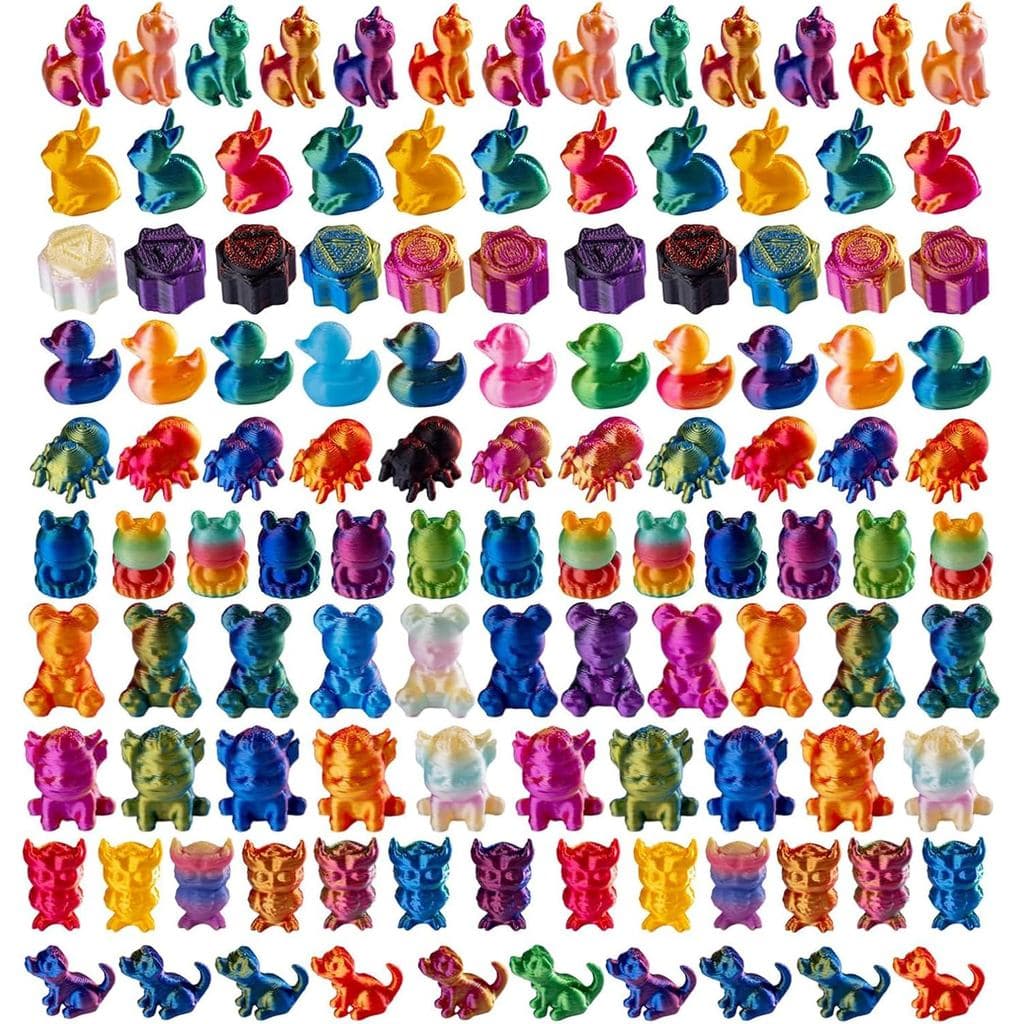 Conjunto de 120 Peças de Mini Animais Impressos em 3D, Decorações Mistas com Articulações Flexíveis, Animais Exquisitos