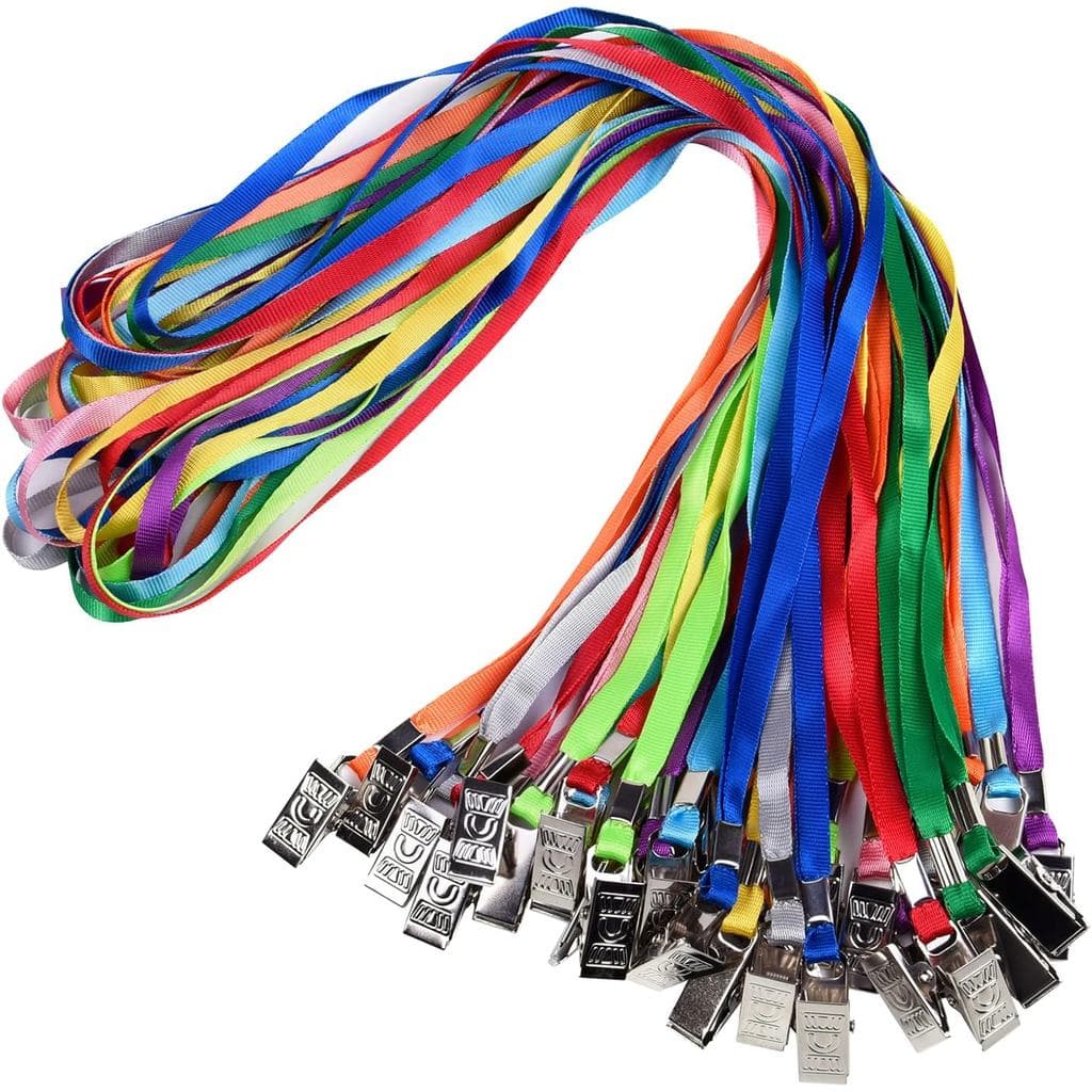Cordão Wisdompro com Clipe Bulldog, Pacote com 30 Cordões de Nylon Plano de 17 Polegadas para Crachás de Identificação,