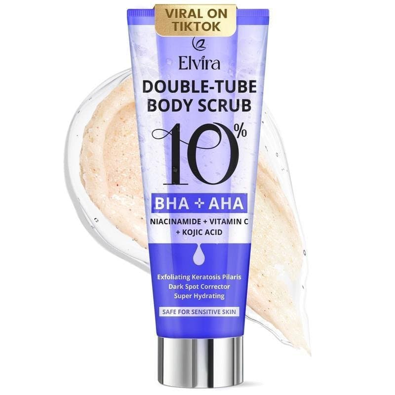 [Oferta por Tempo Limitado] Esfoliante Corporal Elvira de Duplo Tubo - Tubo Interno com 10% de AHA e BHA para Esfoliar a
