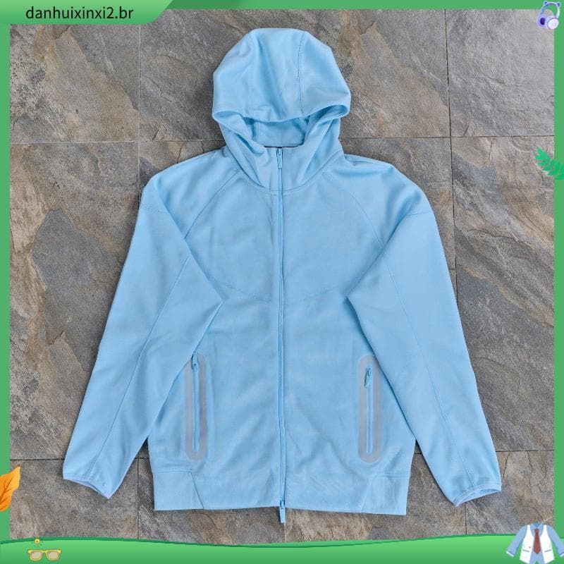 Jaqueta masculina Casual esportiva de malha com zíper e capuz