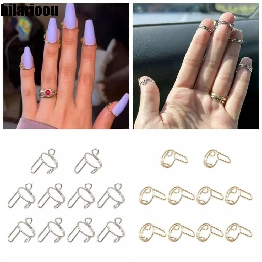 HILARIOOU 10 Unidades De Capa Protetora Para Ponta Dos Dedos , Anéis De Unhas Com Design Fino Ajustável , Decoração Remo
