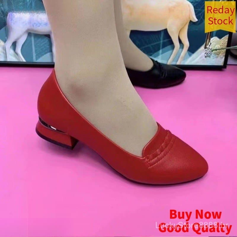 Novidades de primavera, sapatos de salto alto, solas confortáveis, sapatos femininos casuais de couro com salto grosso 7