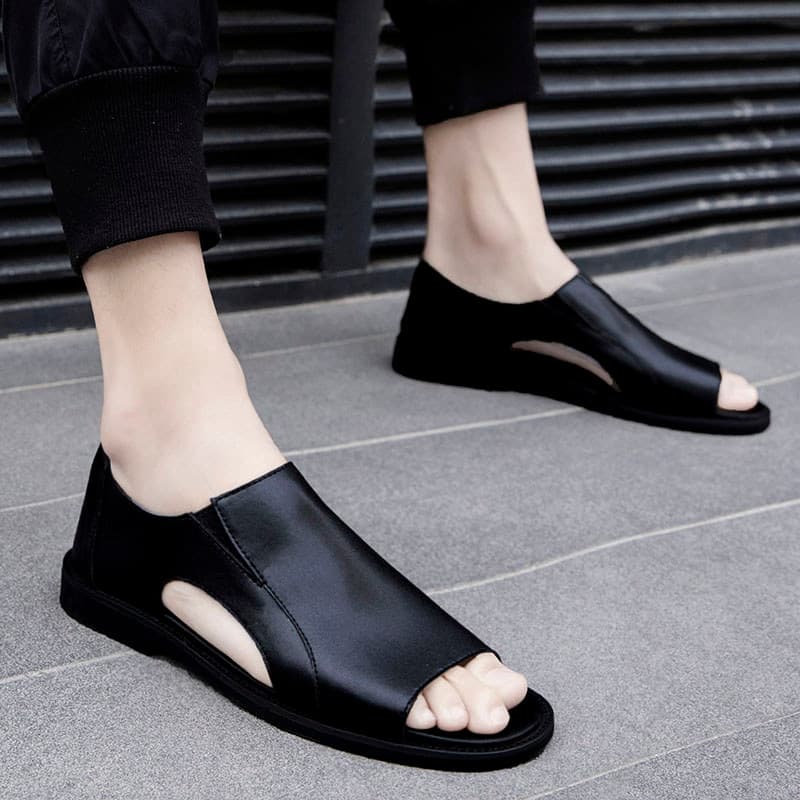 Desodorante pé camada sapatos de couro masculino sapatos de praia sandálias de couro confortável moda diária europeu ame