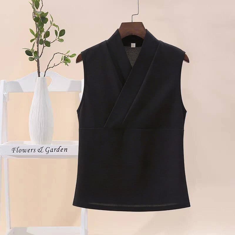 Antigo Hanfu melhorado colete prótese gola cruzada forro novo chinês topo Diagonal sem mangas roupas Zen internas femini
