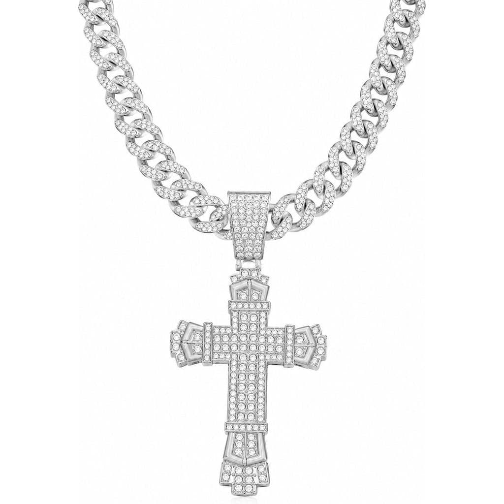 Corrente Cubana Masculina Miami Banhada a Ouro e Prata, Colar Cubano Brilhante com Diamantes para Homens, Corrente Iced