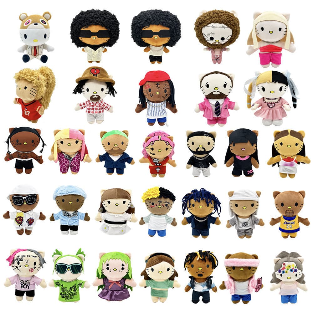 Pelúcia Taylor Swift, Travis Scott, LIL PEEP, Billie Eilish, Melanie Martinez, Bruno Mars, Kobe Bryant, Frank Ocean, Jay