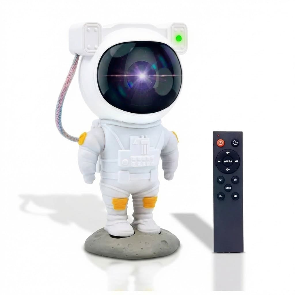 Projetor Astronauta Luminaria Led Galaxia Ceu Estrelado Controle Remoto Luz Noturna Quarto