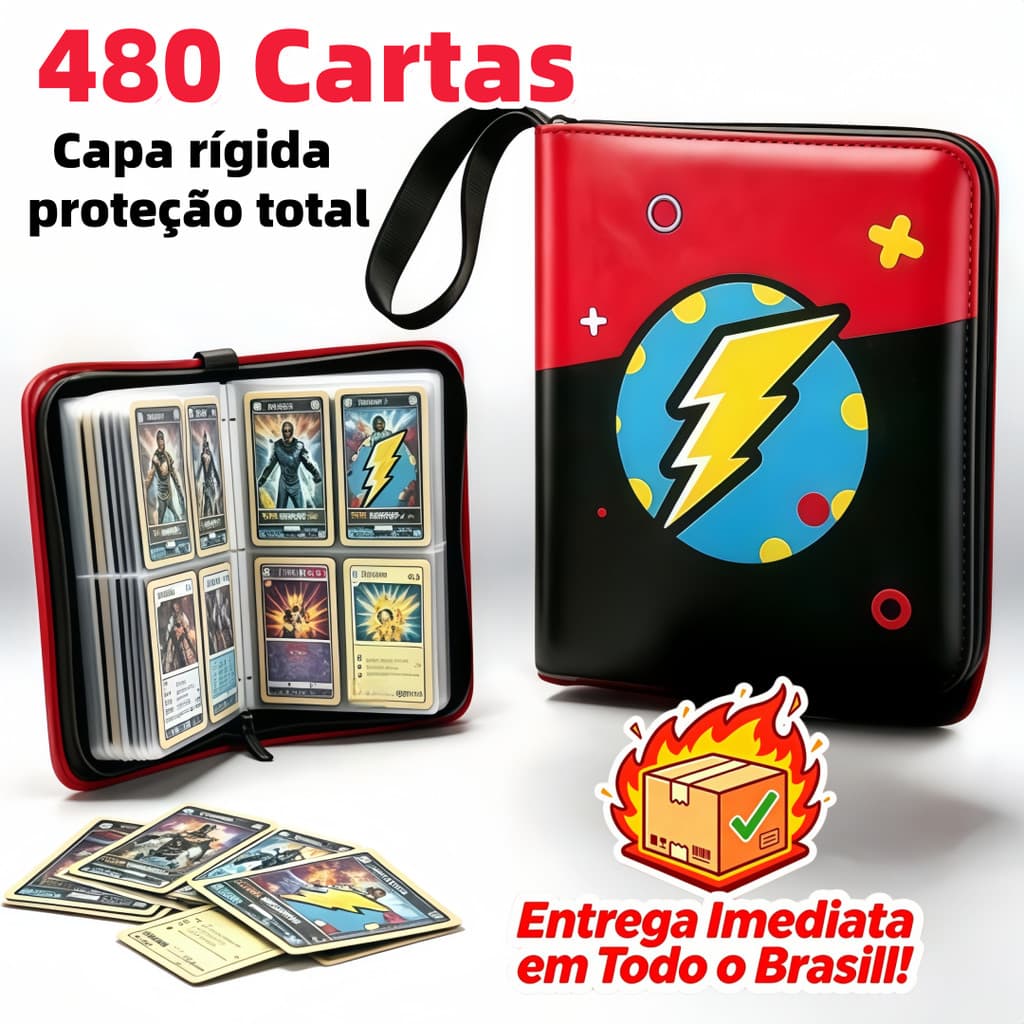 Álbum Porta Cartas Pokémon TCG Fichário 480 Cartas Organizador Cartas Coleção Cartas Zíper