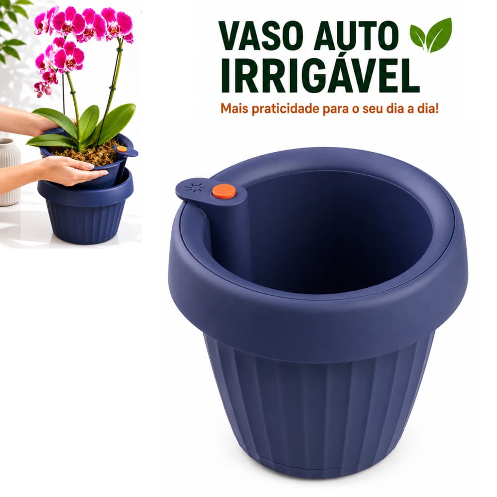 Vaso Auto Irrigável com Reservatório de Água Anti Dengue Plantas Flores Temperos 5,5 Litros