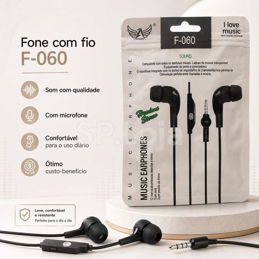 Fones de ouvido modelo F-060