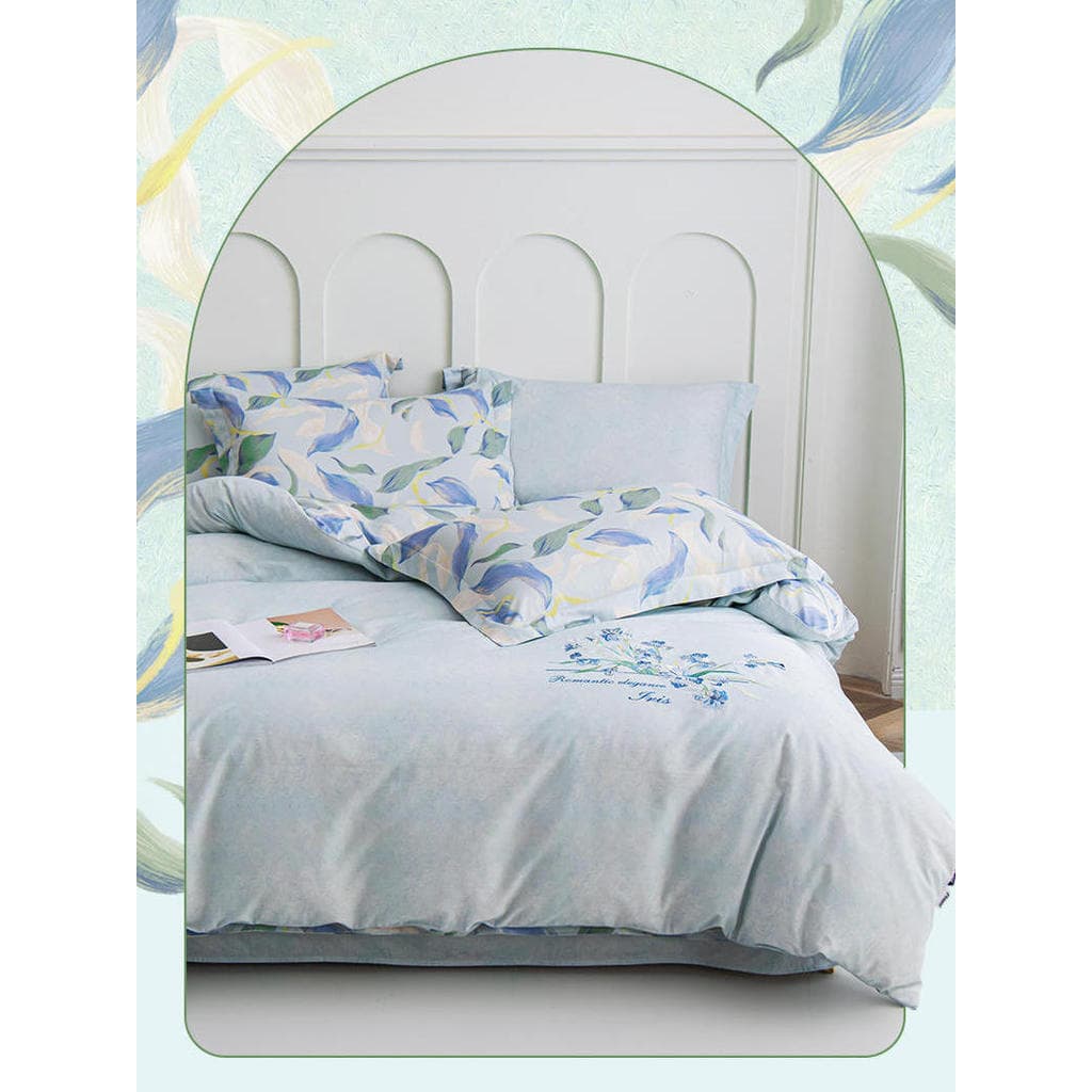 Amor High-End bordado conjunto de quatro peças algodão 100% algodão lençol colcha capa colcha estilo Pastoral luz luxo c