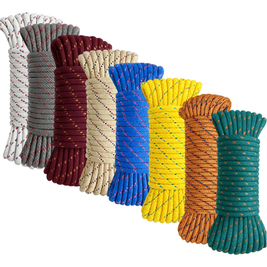 Corda Varal Poliéster 4mm x 30m 10mm 5mm Resistente para Cargas Camping Artesanato – Várias Cores